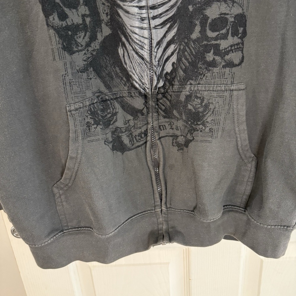 Mad‎ Engine Men's Zip Up Hoodie Skeleton Goth Grunge Skater XL - Picture 3 of 16